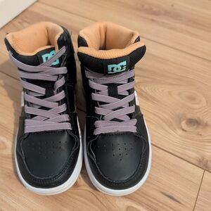 DC Kids Black and Peach High-Top Sneakers